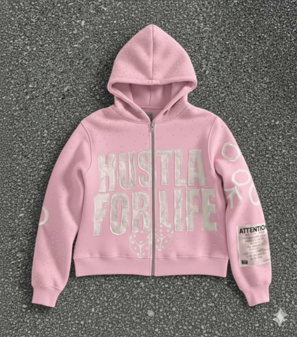 PINK “CHASE MONEY NOT PEOPLE “ ZIP-UP