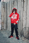 RED “CHASE MONEY NOT PEOPLE “ ZIP-UP