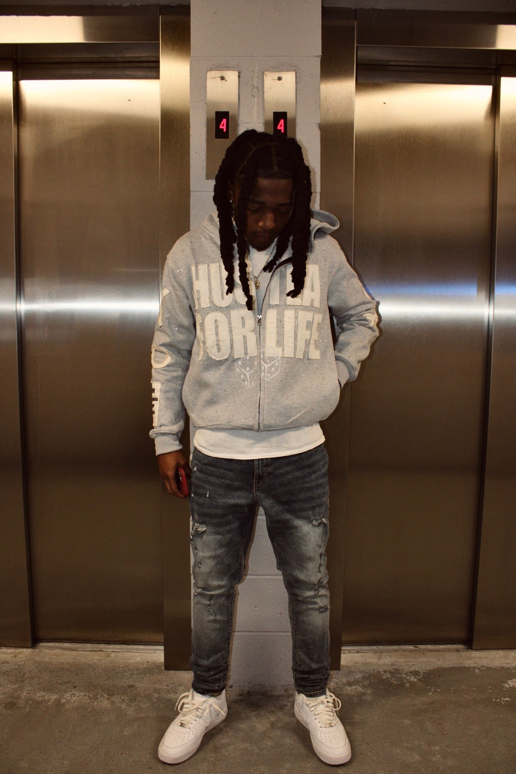 GRAY “CHASE MONEY NOT PEOPLE “ ZIP-UPS