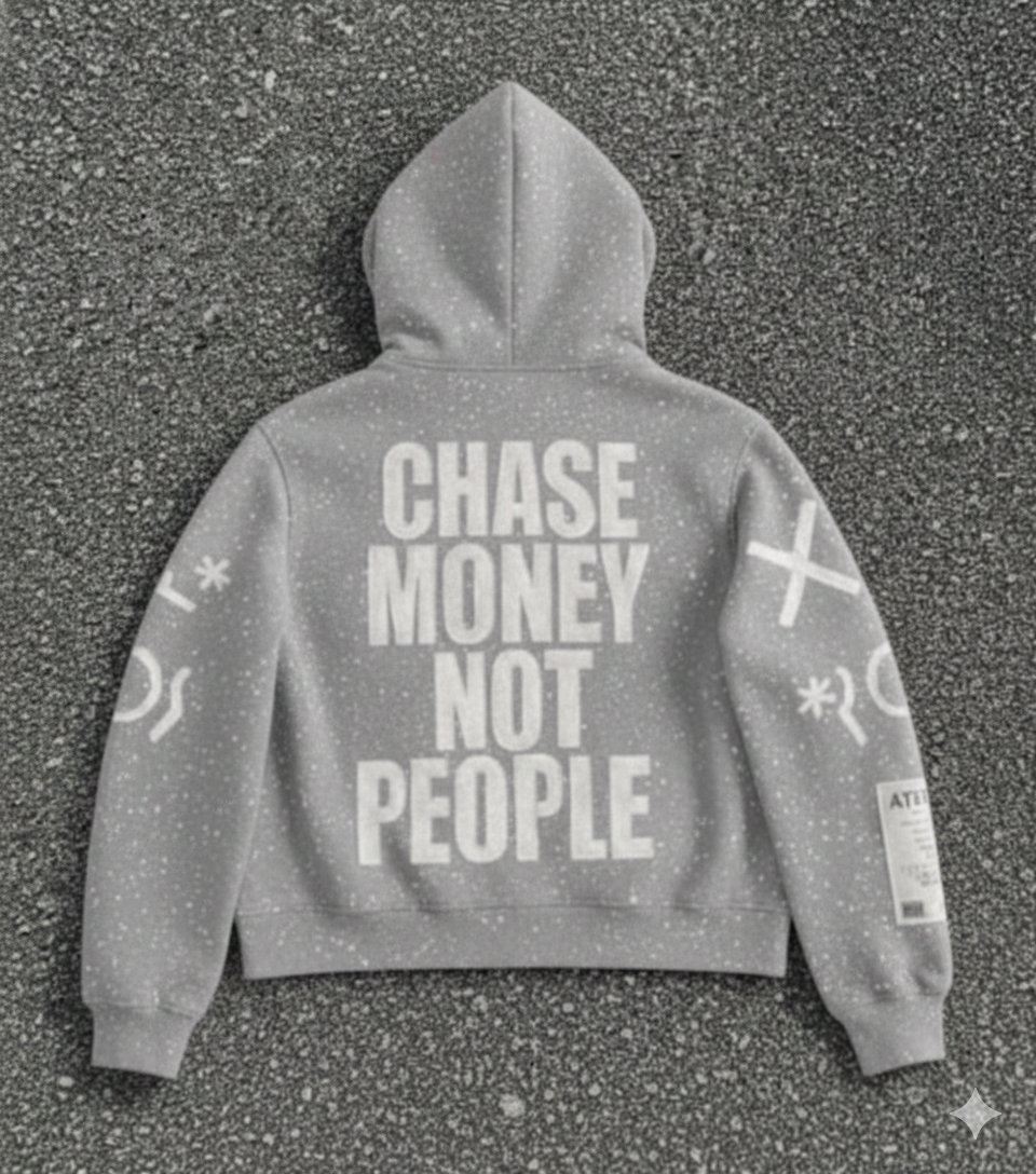 GRAY “CHASE MONEY NOT PEOPLE “ ZIP-UPS